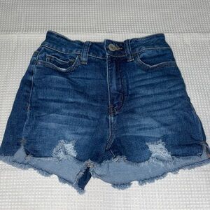 Upper Thigh Length Denim Dark Wash Shorts